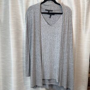 White House Black Market Light Gray V-Neck Sweater